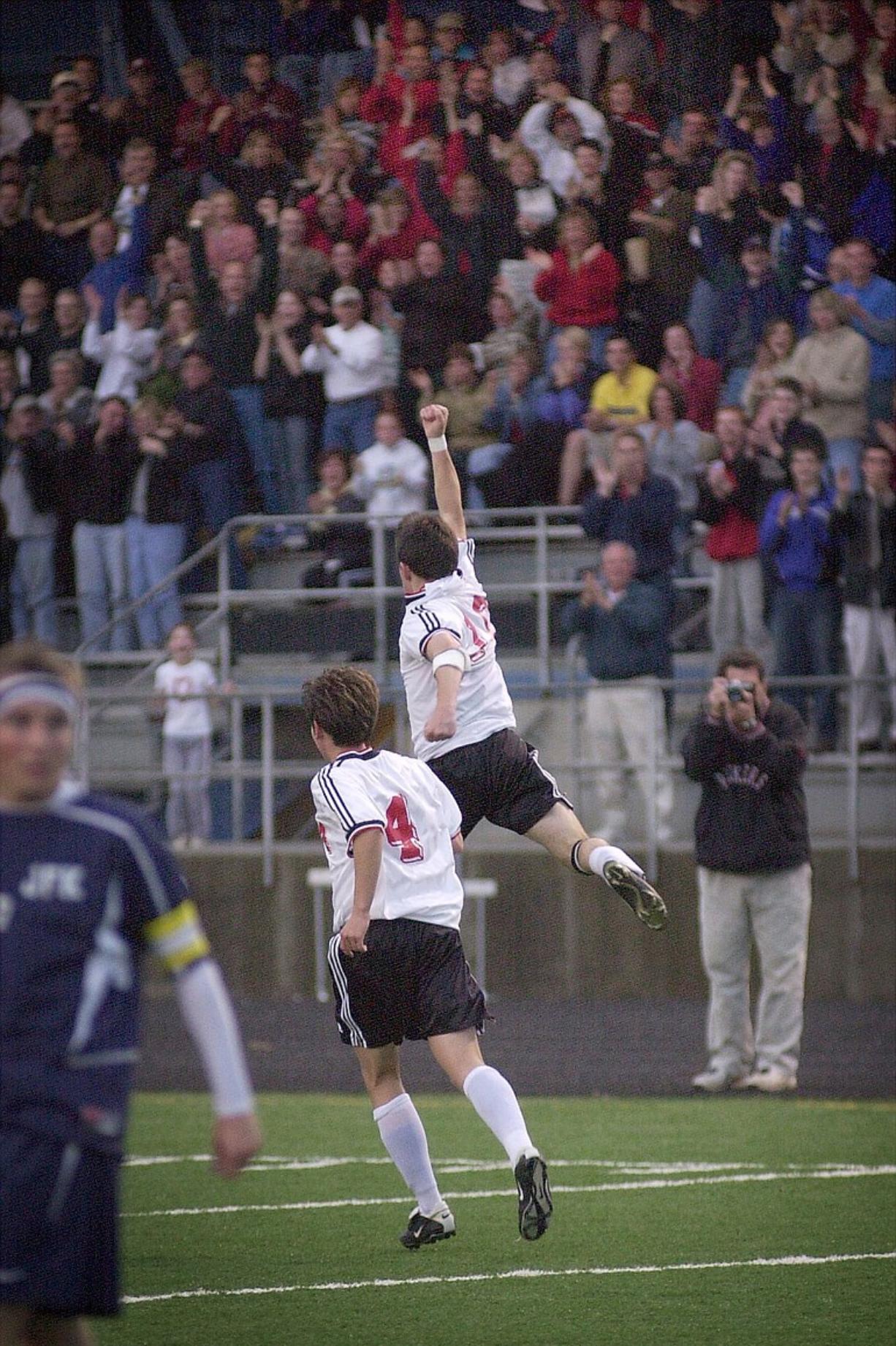 Steven Lane/The Columbian
The 2003 state semifinal match between Camas and Kennedy in front of a packed house is one of coach Roland Minder's fondest memories of Doc Harris Stadium.