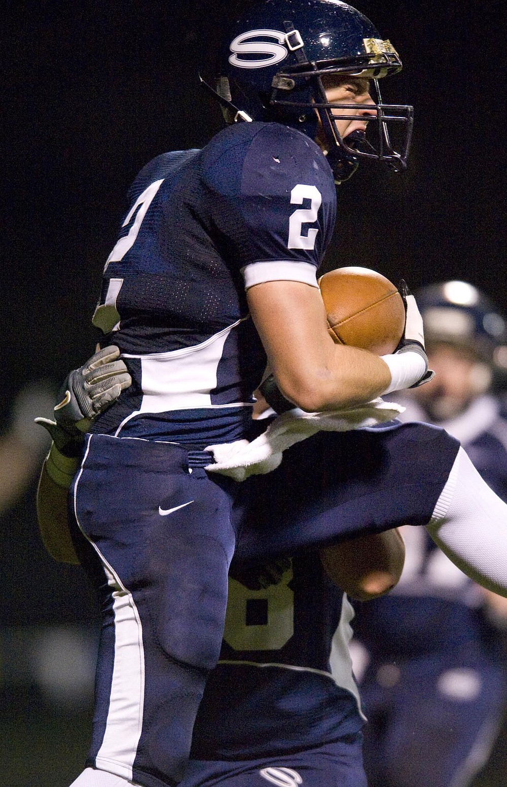 Zachary Kaufman/The Columbian
Ian Zarosinski and the Skyview football team have had a lot to celebrate during the postseason. In two playoffs games at Kiggins Bowl this month, the Storm have outscored opponents 96-35.