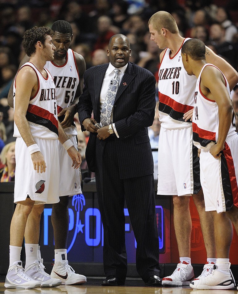 Troy Wayrynen/The Columbian
Portland coach Nate McMillan has to perform a balancing act each night with his personnel. And so far, he has done the job well as the Blazers' 12-5 record can attest.