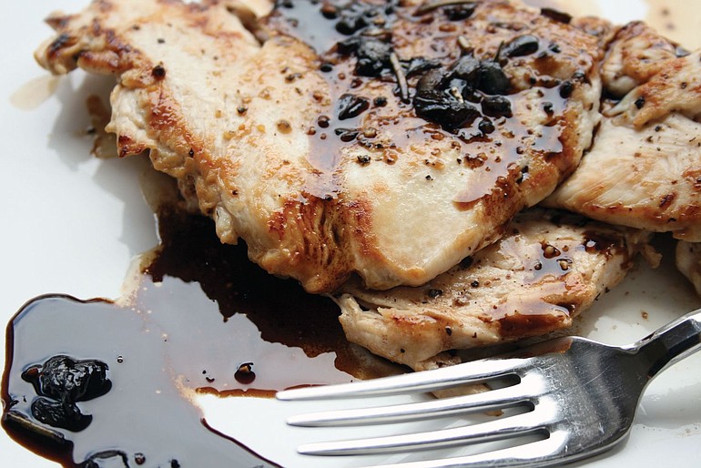 Pounded Chicken with Rosemary Balsamic Glaze