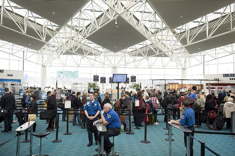 Passengers moved smoothly through a security checkpoint at Portland International Airport Saturday.