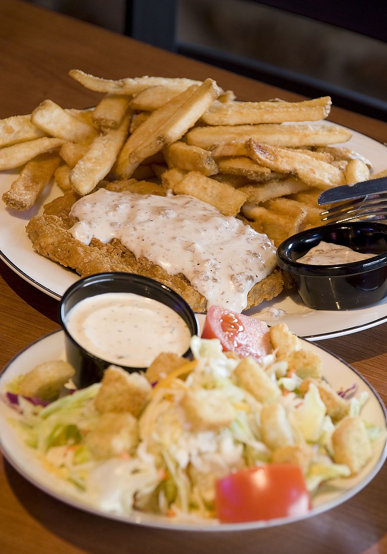 Among the entrees at Josiah's Sports Bar and Family Grill is chicken fried steak, which is served with french fries.