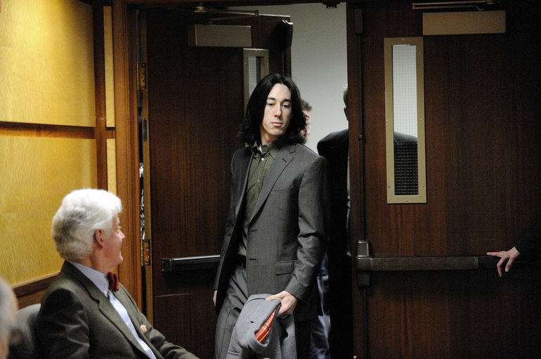 Photos by Troy Wayrynen/The Columbian
Tim Lincecum, star pitcher for the San Francisco Giants and a two-time Cy Young award winner, appeared in Clark County District Court Tuesday morning with the Giants' managing partner Bill Neukom, left. Judge Darvin Zimmerman reduced Lincecum's marijuana charge to a civil infraction that cost $513.