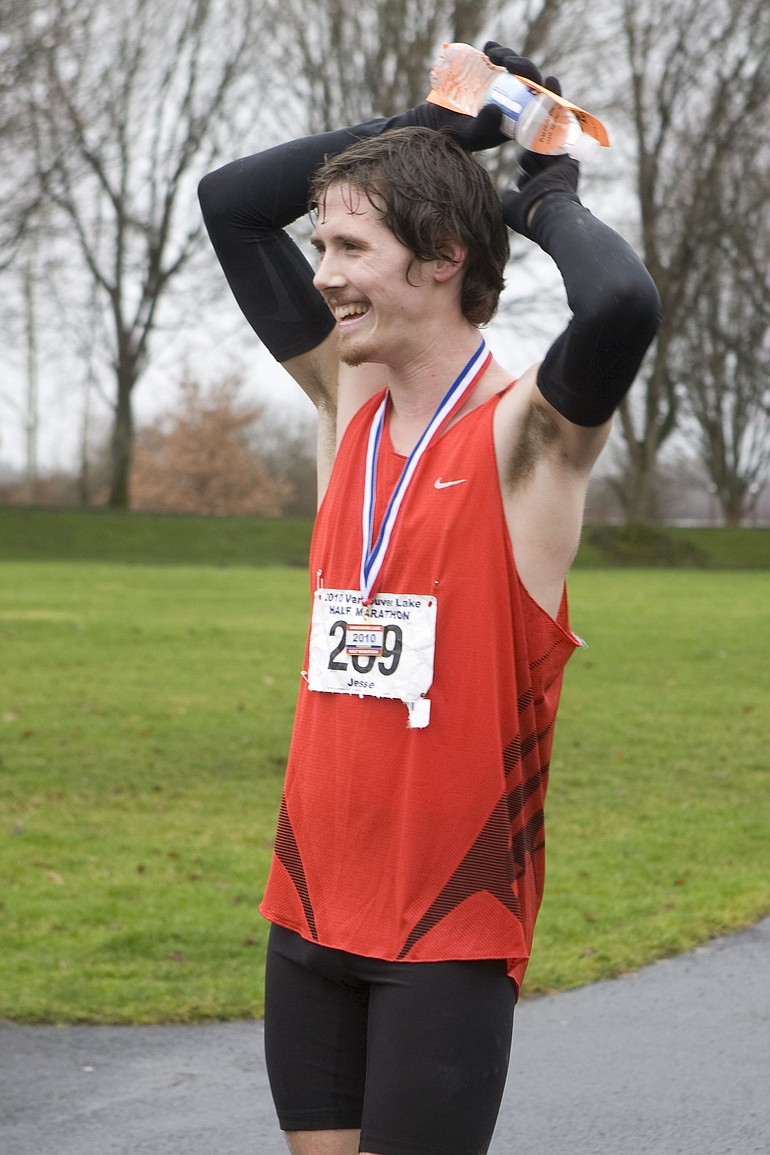 Jesse McChesney won the Vancouver Lake Half Marathon on Sunday in 1 hour, 9 minutes and 37 seconds.