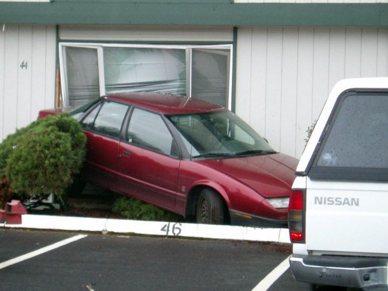 Vancouver Fire Department
A Saturn sedan crashed Monday afternoon into an east Vancouver apartment.