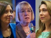 U.S. Sens. Maria Cantwell, from left, and Patty Murray, and U.S. Rep.