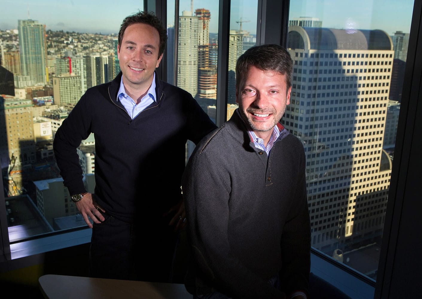 Zillow CEO Spencer Rascoff, left, and chief economist Stan Humphries, in their downtown Seattle office, co-wrote a forthcoming book, &quot;Zillow Talk: The New Rules of Real Estate.&quot; In it they &quot;tried to capture ...