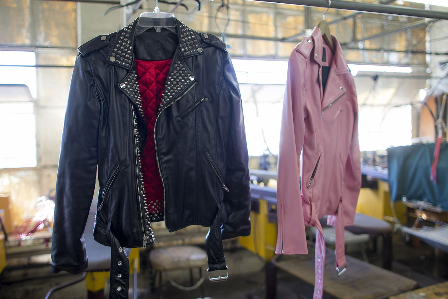 Sarah and Mikey Brannon's fashion house features a line of vegan fashion that includes high-end faux leather jackets.