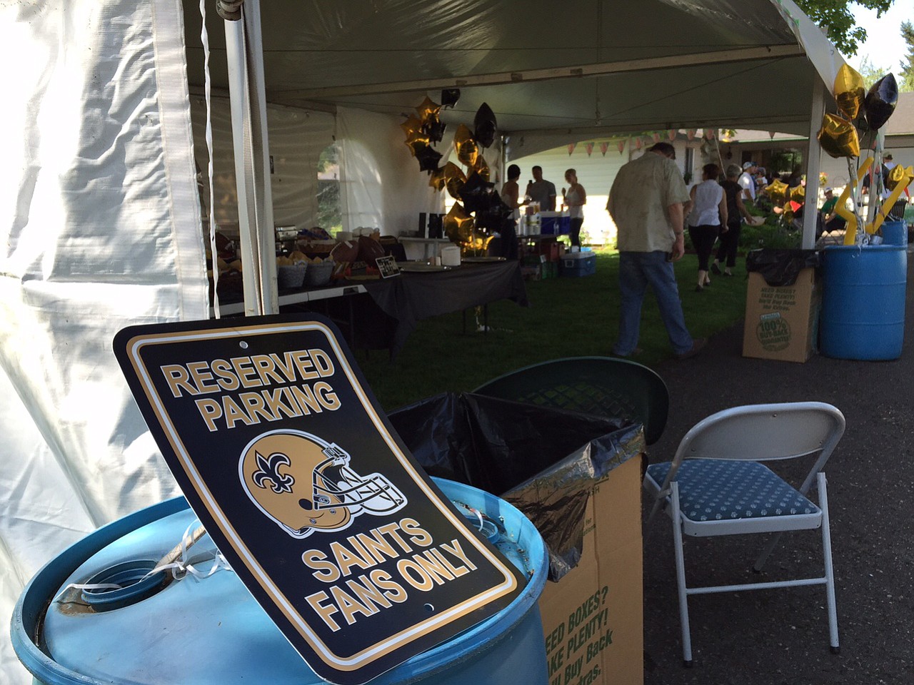 New Orleans Saints memorabilia was everywhere during a party for Garrett Grayson Saturday in Orchards. The Heritage graduate was drafted by the New Orleans Saints on Friday.
