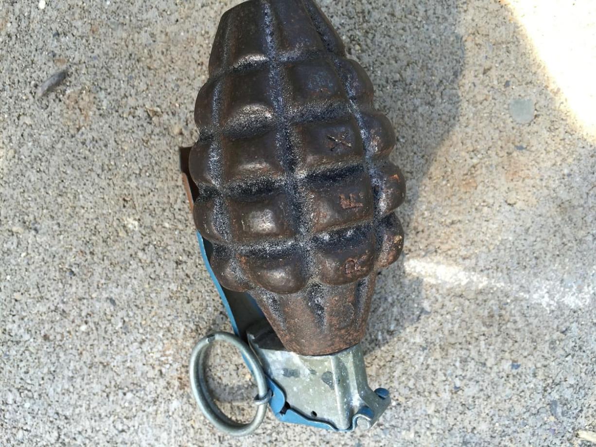 A training grenade was found among a shipment of donated goods at Goodwill in Orchards.