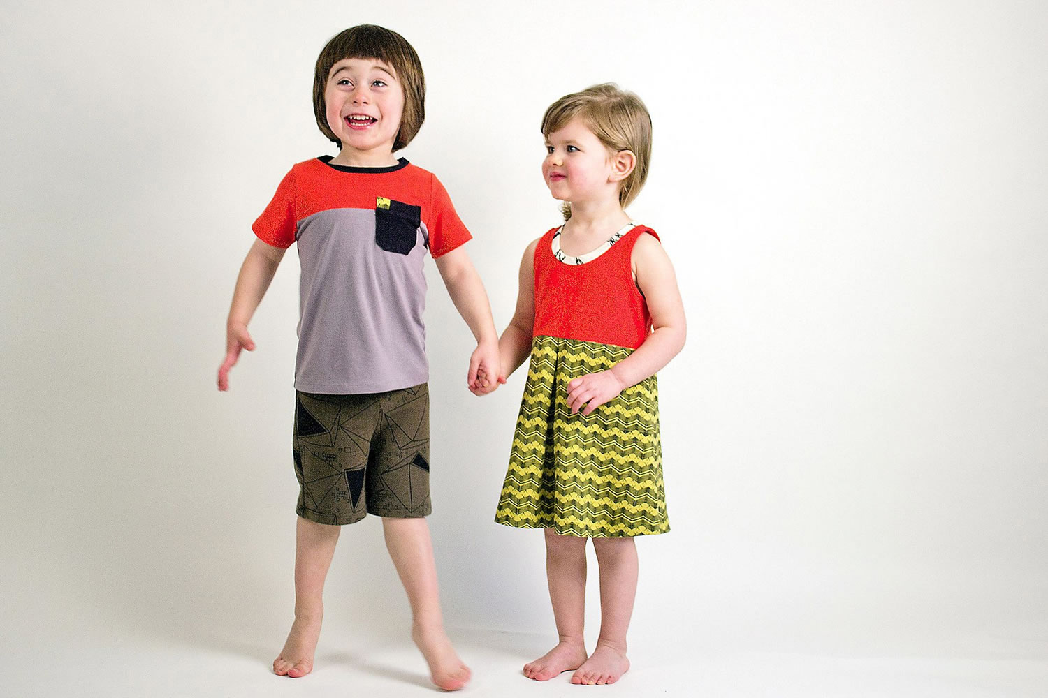 Hide and seek pocket T-shirt and double dutch dress by Kelly Lane Kids.