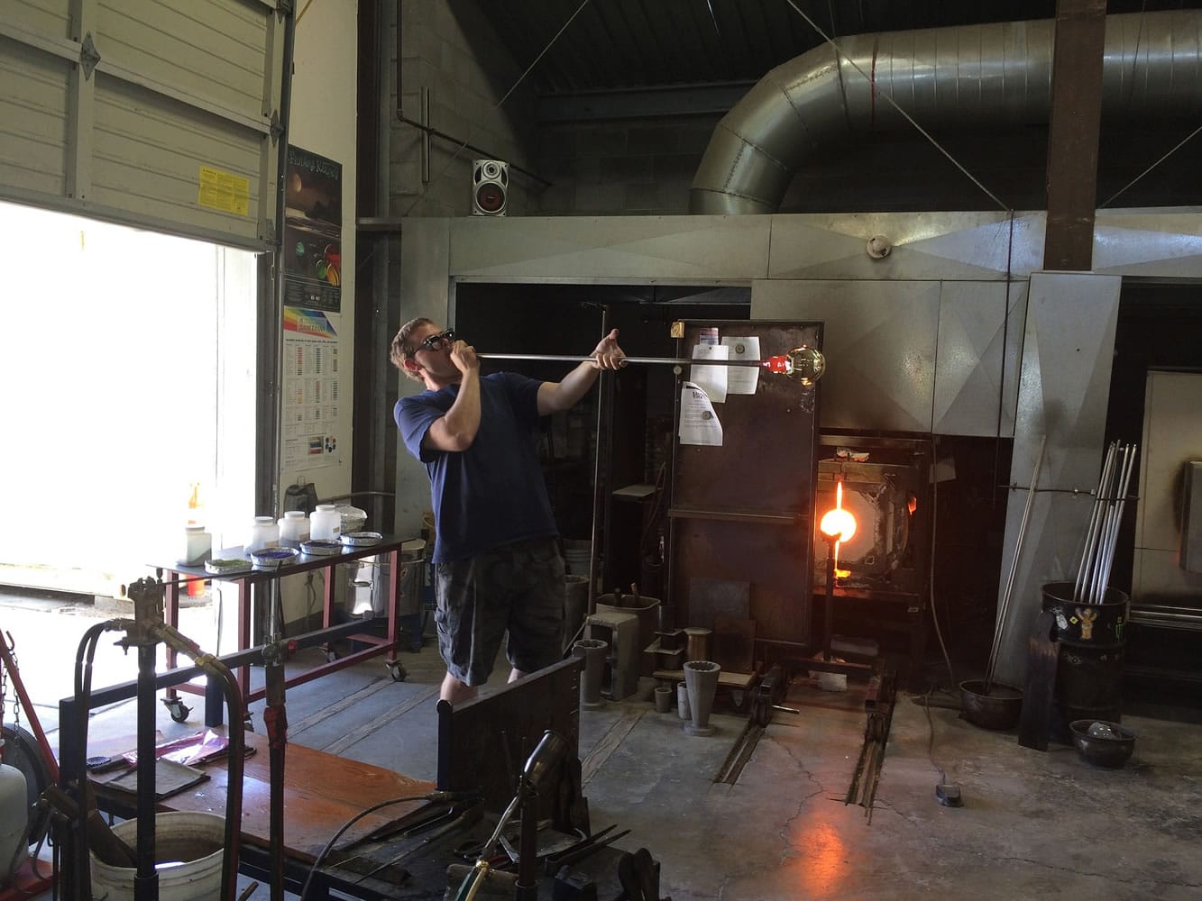 Glassblowing demonstrations are offered at Gathering Glass studio in Ashland, Ore.