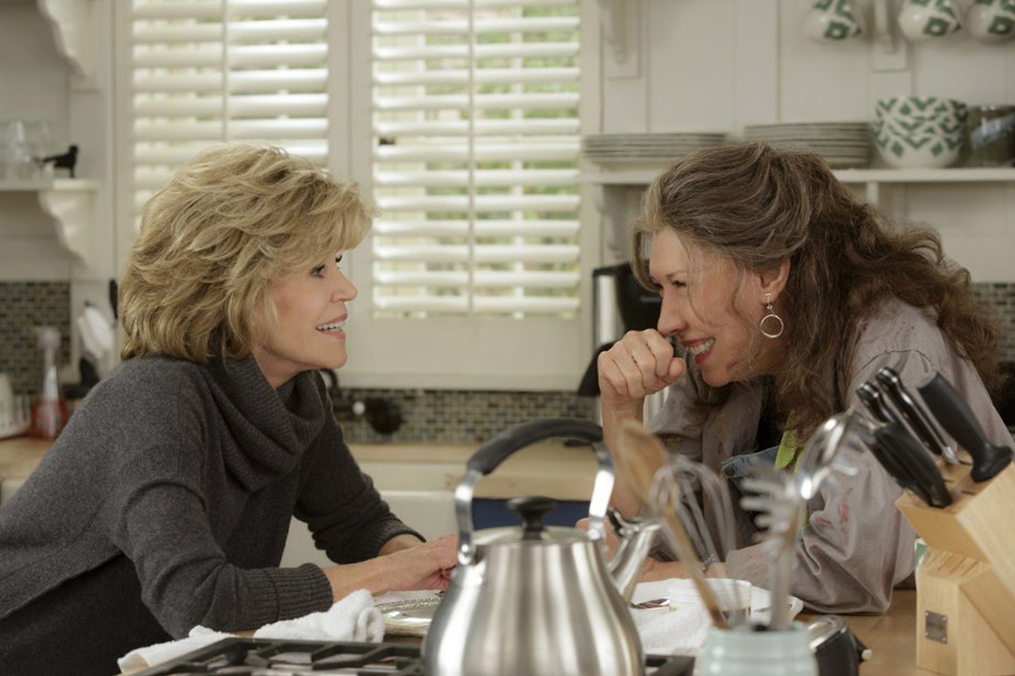 Jane Fonda, left, and Lily Tomlin star in the Netflix show &quot;Grace and Frankie.&quot;