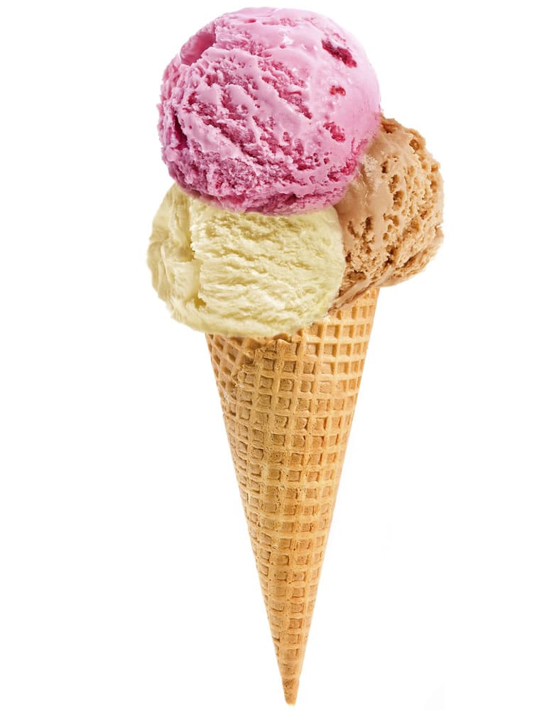 An ice cream cone is a favorite summer treat.