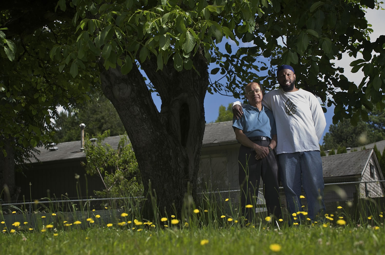 Khalid Khan, left, a native of India, and Tervaris Evans, who hails from Georgia, are two of the board members of the Islamic Society of Southwest Washington. Clark County Muslims come from all over the world, Khan said, representing many language and cultures.