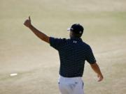 Jordan Spieth walks off the green after the final round of the U.S. Open golf tournament at Chambers Bay on Sunday, June 21, 2015 in University Place, Wash. Spieth won the championship.