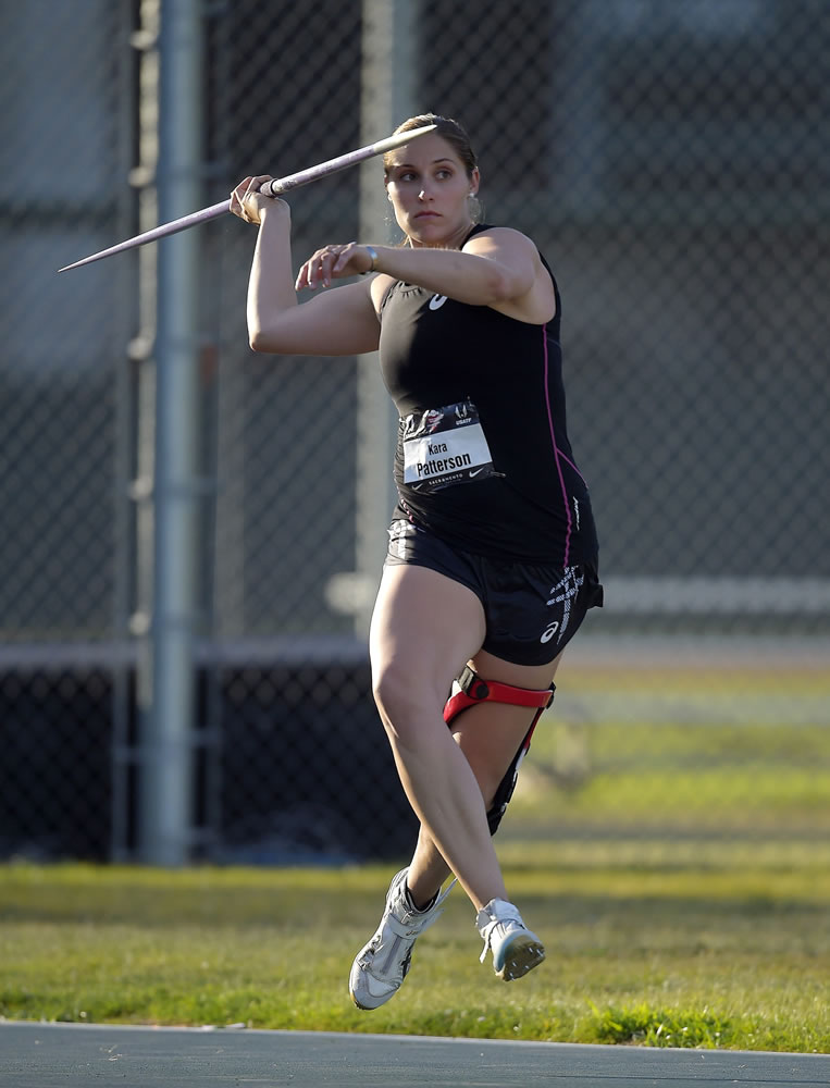Kara Winger won her sixth U.S. women's javelin title on Friday at Eugene, Ore. (AP Photo/Mark J.