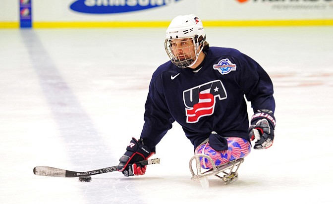 Josh Sweeney, who now lives in Hillsboro, Ore., scored the winning goal in the 2014 Paralympics gold medal sled hockey match to lift the United States over Russia, 1-0.
