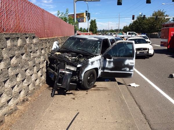 An SUV crashed on Northeast 99th Street in Hazel Dell after leading cops on an erratic drive around Clark County.
