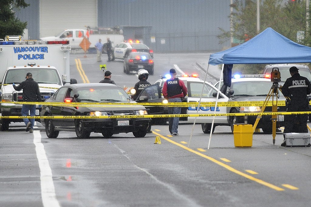 Vancouver police investigate a fatal shooting Sept. 7, 2010, in Fruit Valley.