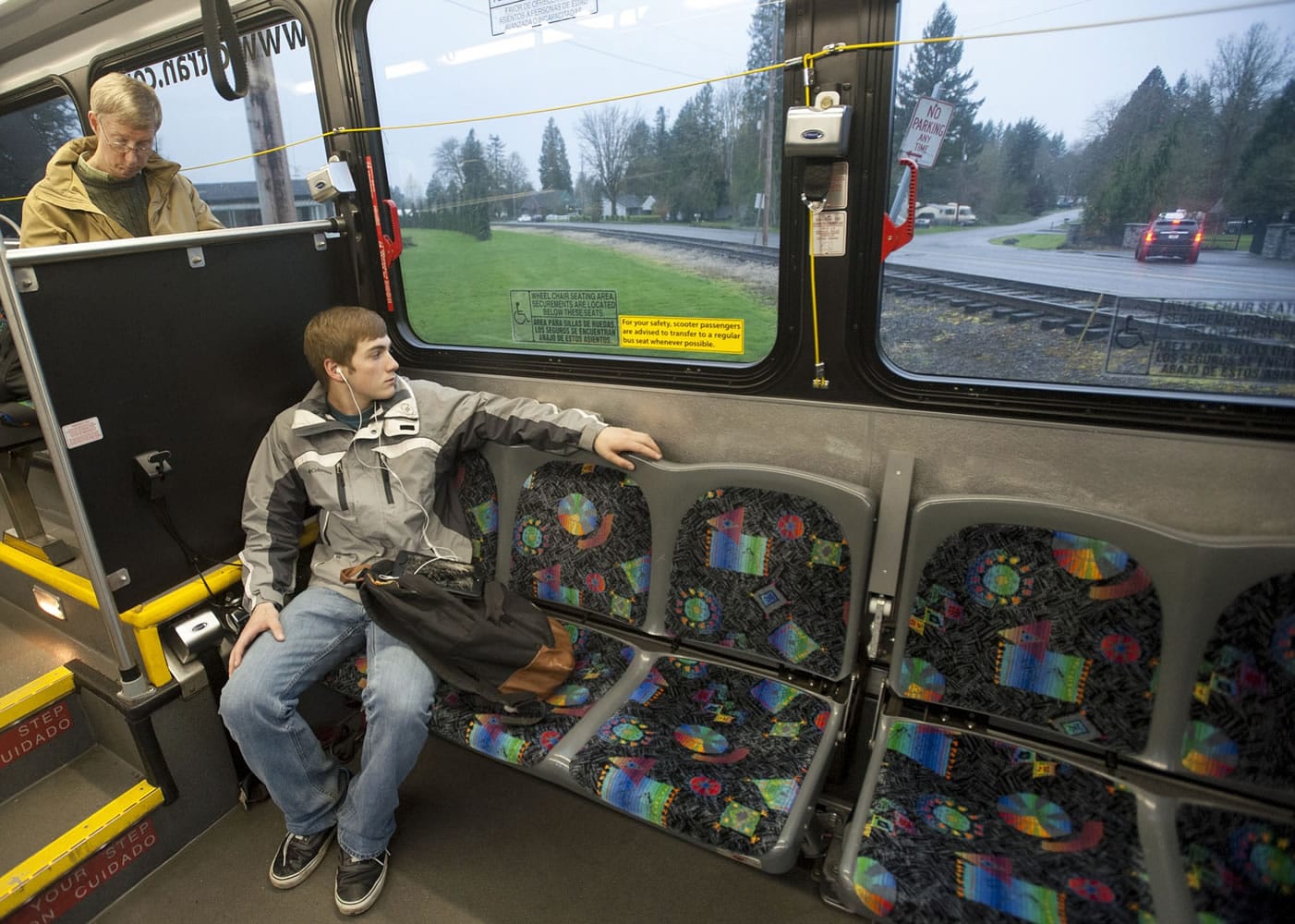 Student james West rides a bus to Yacolt Monday March 23, 2015. The No. 47 bus between Battle Ground and Yacolt, one of C-Tran's least-used routes.