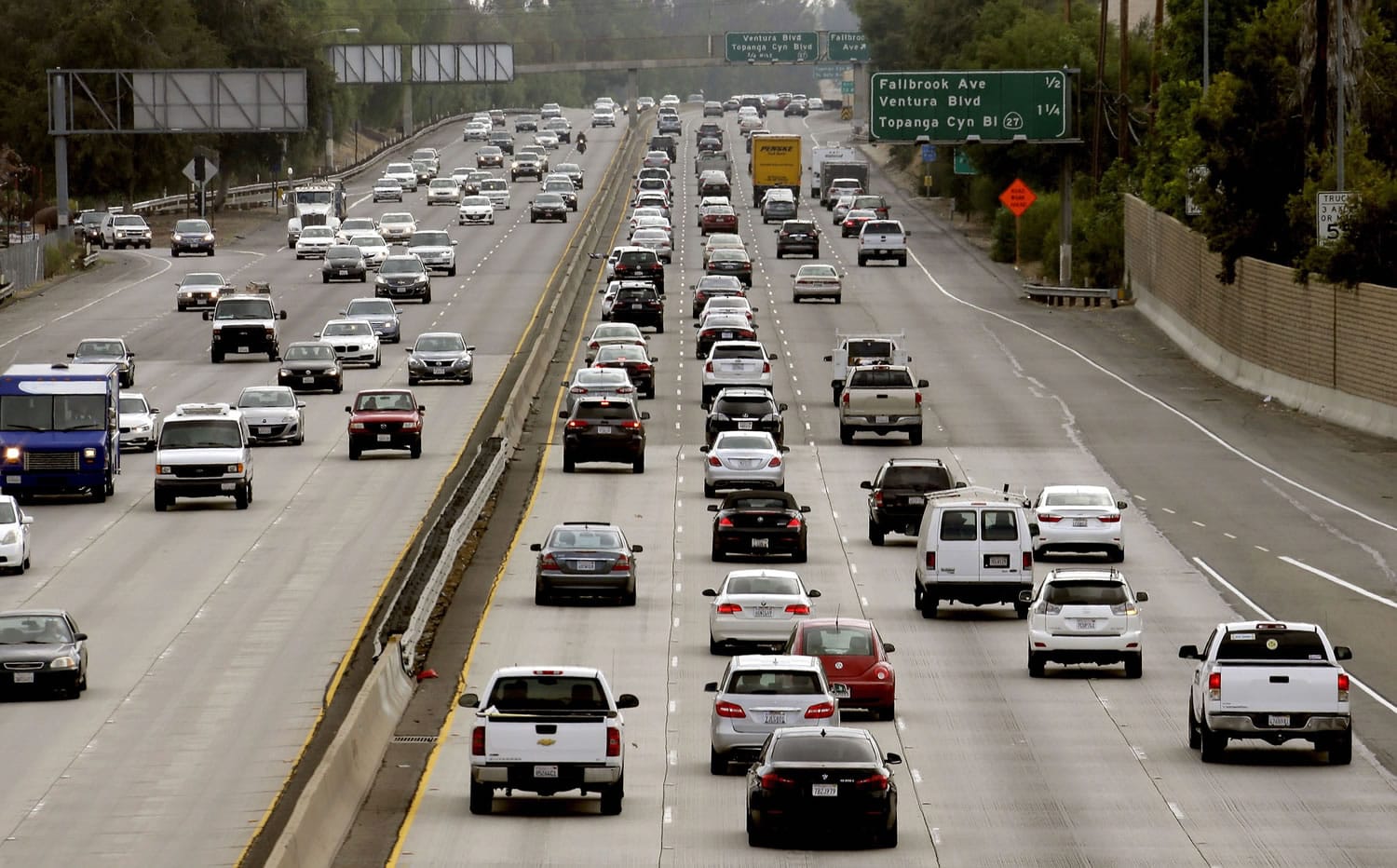 Traffic moves along the 101 Ventura Freeway on Tuesday in Los Angeles, which is No.