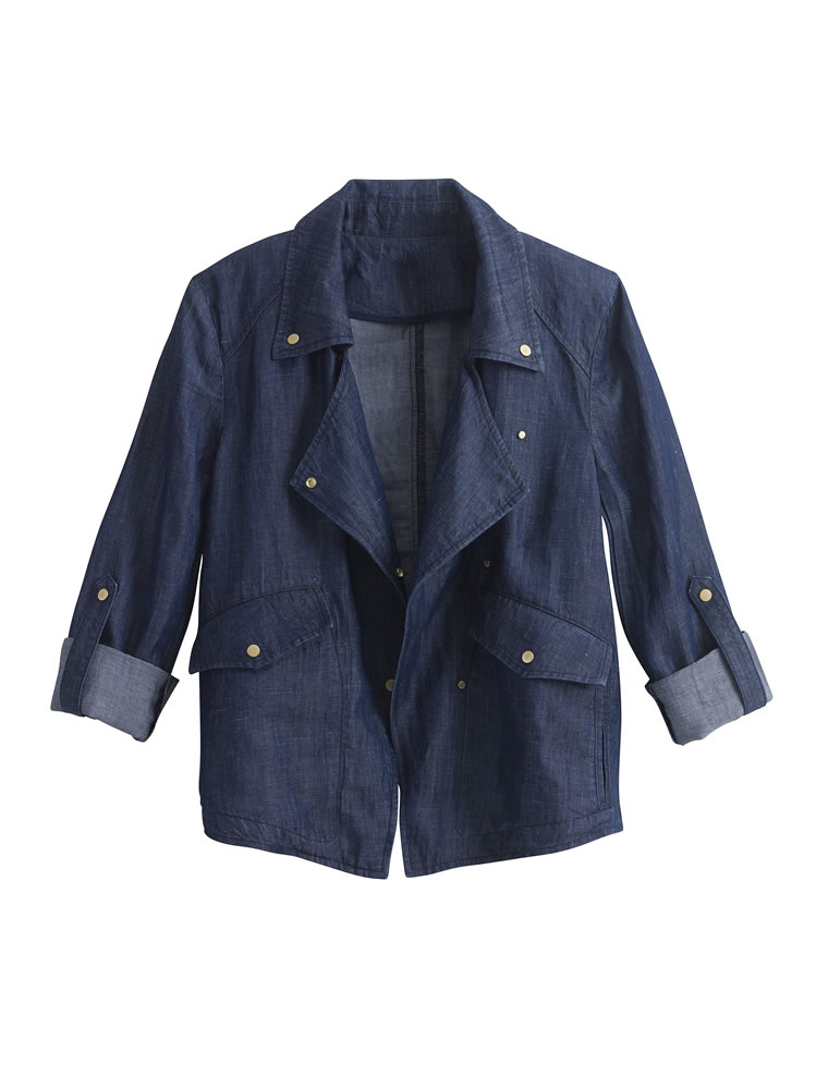 Ann Taylor's linen chambray jacket is a modern twist on the classic jean jacket, with all of the versatility.