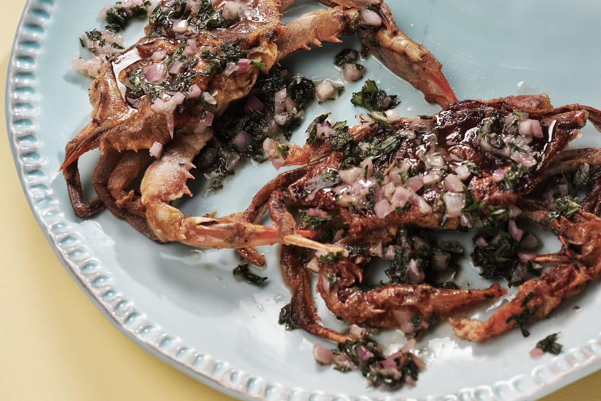 Soft-Shell Crabs With Tarragon Sauce. Illustrates ONTHEFRIDGE (category d), by Bonnie S. Benwick (c) 2015, The Washington Post. Moved Wednesday, Aug. 26, 2015. (MUST CREDIT: Photo for The Washington Post by  T.J.