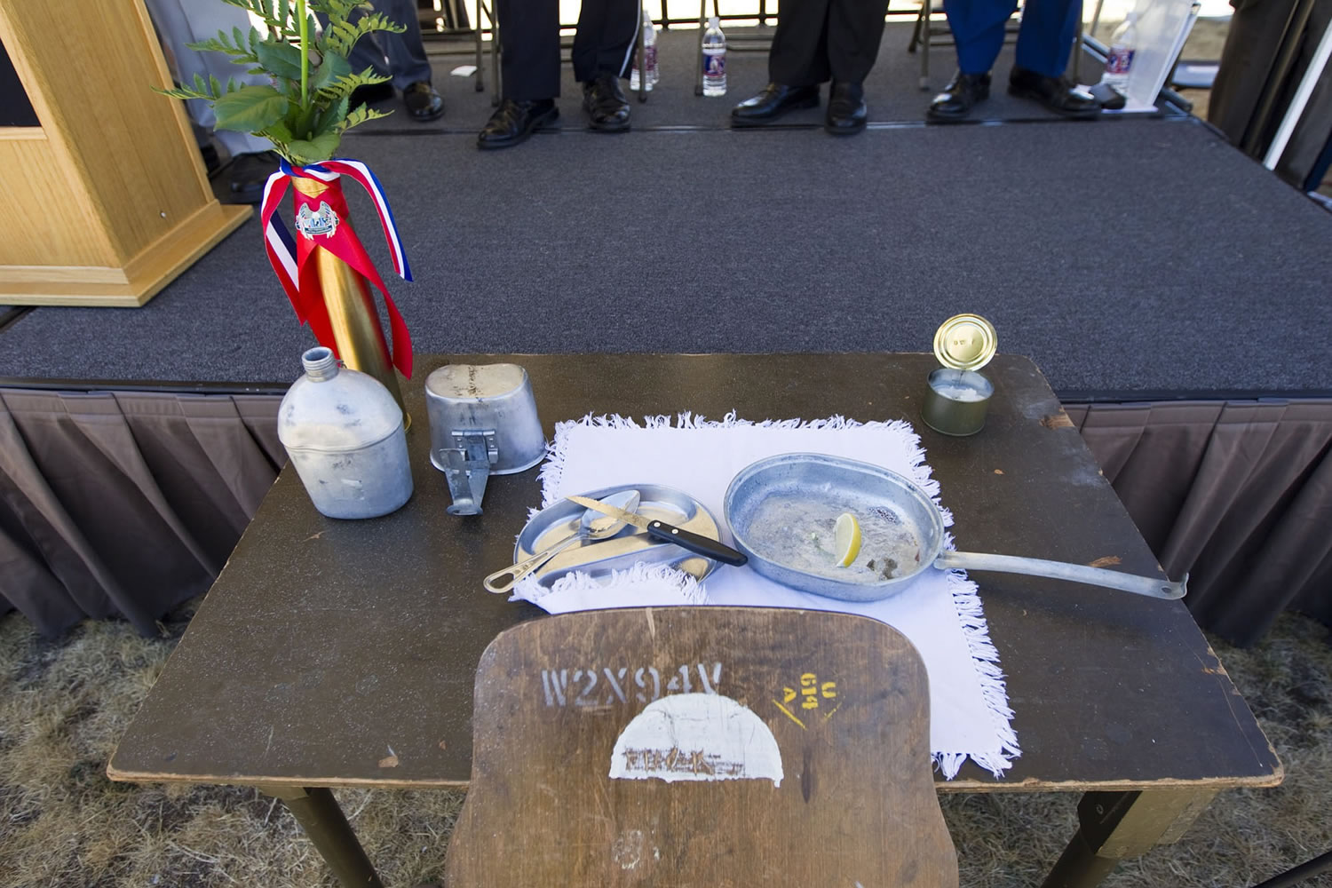 A table is set for one to symbolize POW and MIA soldiers at the dedication of a new POW/MIA memorial at the Armed Forces Reserve Center in Vancouver Saturday September 20 2014.