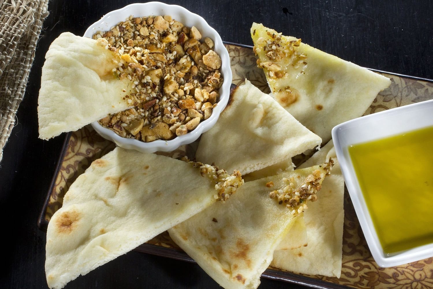 Spicy dukkah is a healthy dip for pita and veggies.