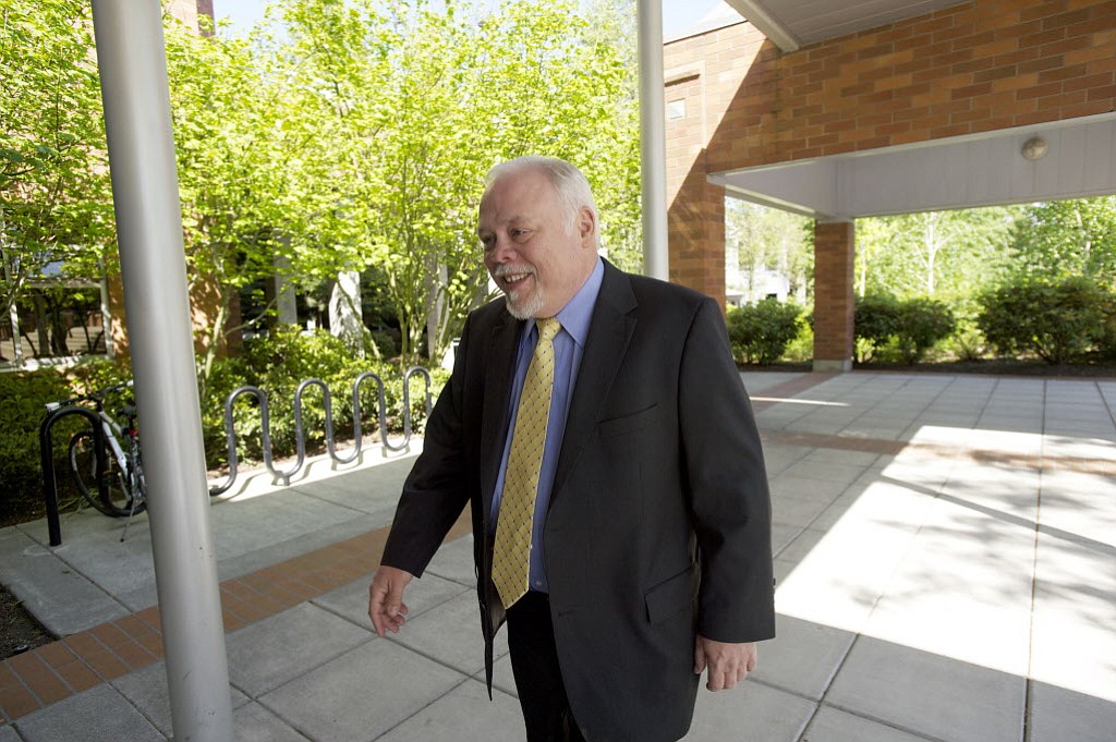 Don Benton arrives at the Clark County Public Service Center on May 6, 2013, for his first day as the director of environmental services.
