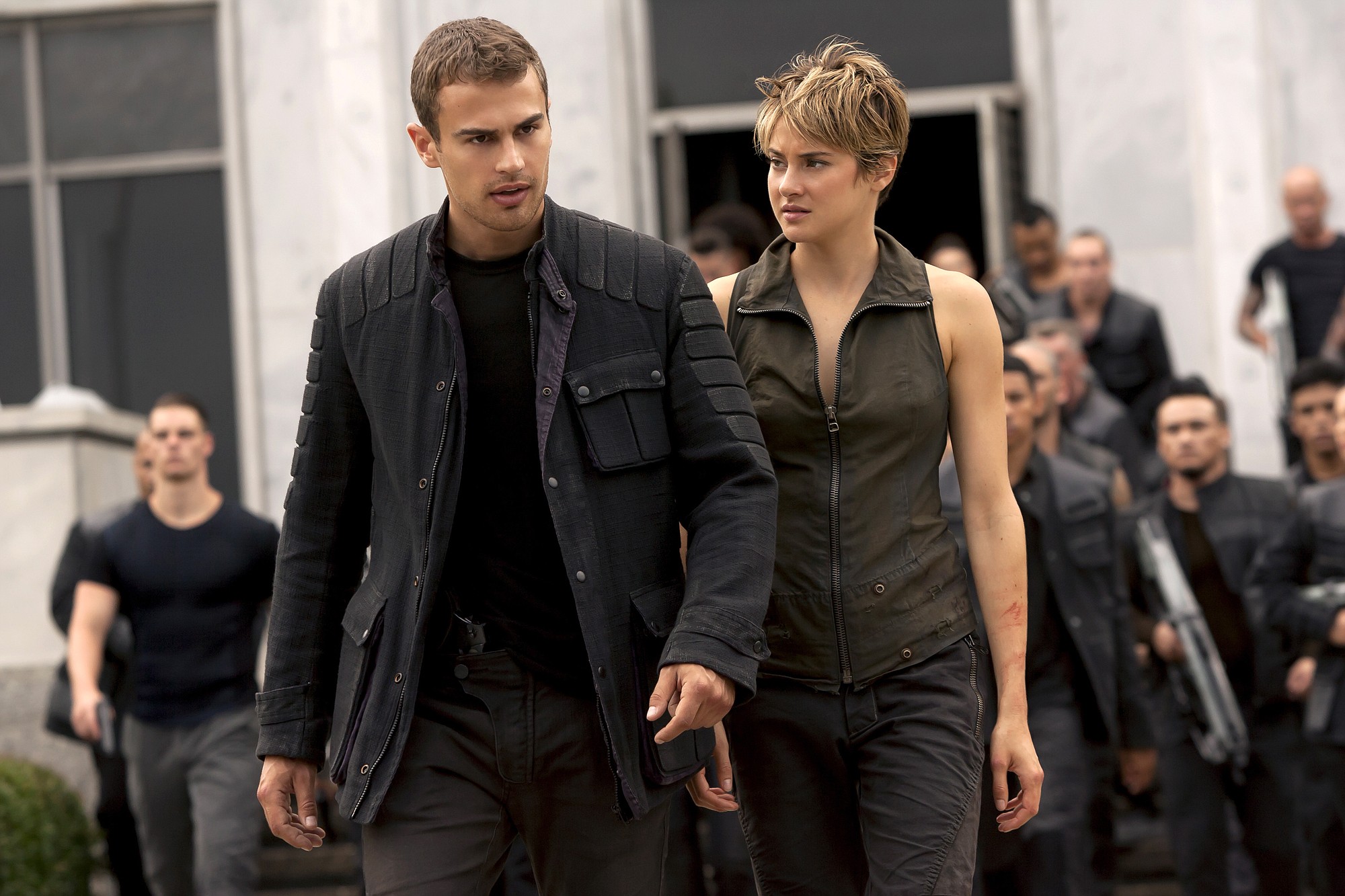 Lionsgate files
Theo James, left, and Shailene Woodley star in the second chapter of the sci-fi trilogy, &quot;The Divergent Series: Insurgent.&quot;