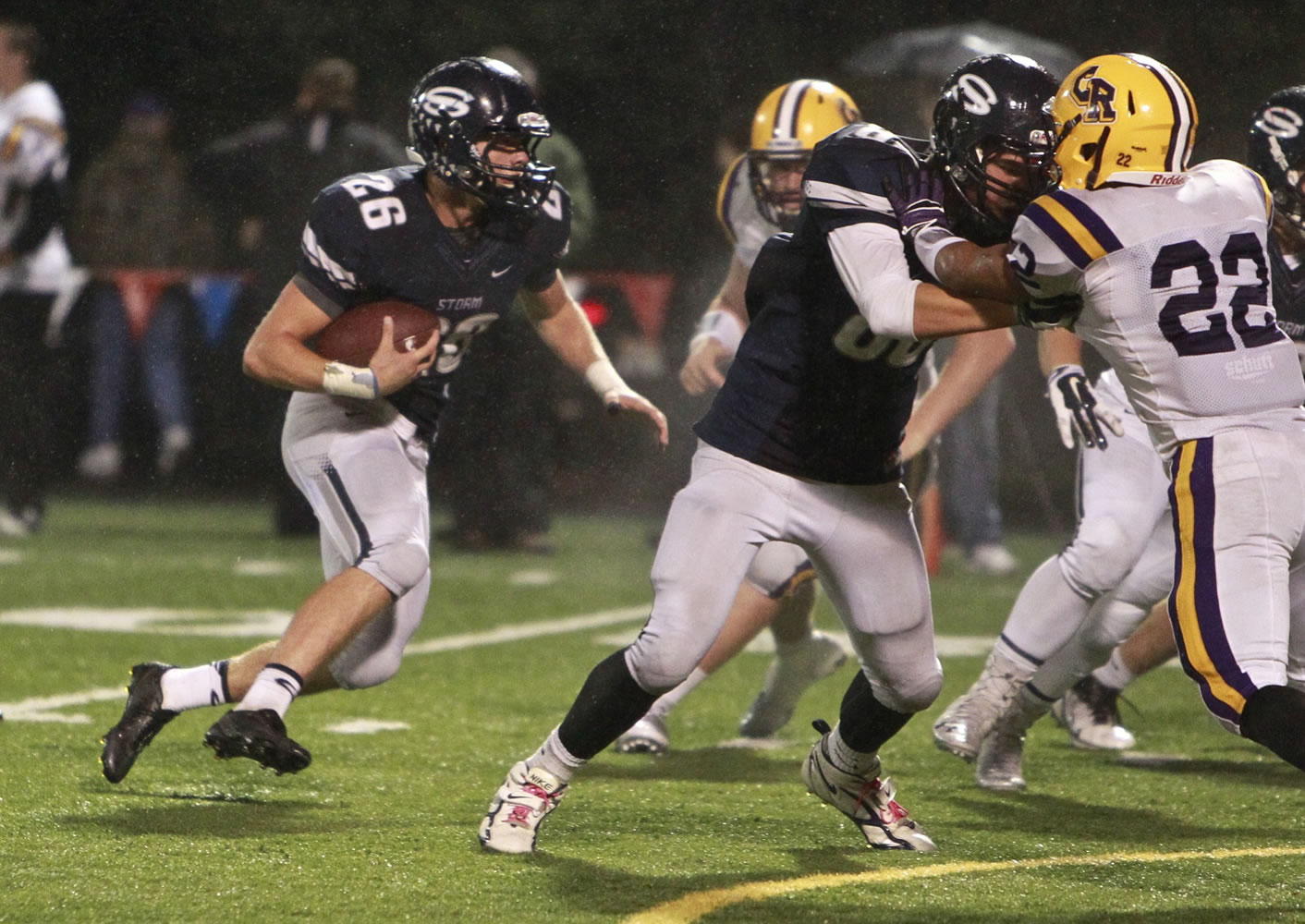 Skyview running back Blake Ingram (26) rushed for 214 yards and three touchdowns against Columbia River.