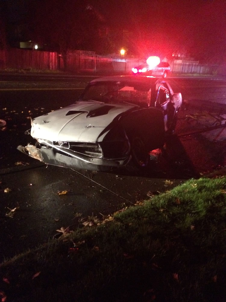 A Ford Mustang crashed into a group of trick-or-treaters walking along Northeast 112th Avenue on Halloween.
