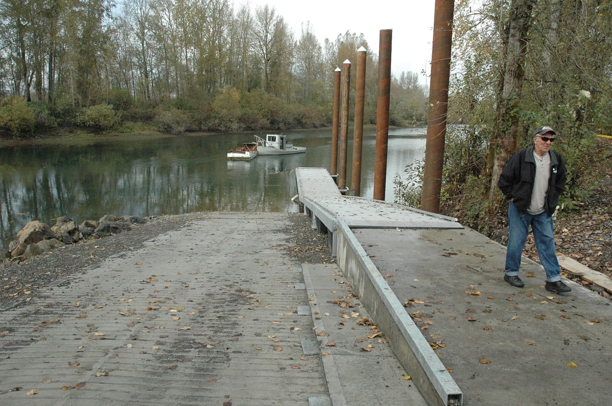 Richard Skesavage of Vancouver heads toward his car after checking out the recently renovated Langsdorf Landing boat launch on the Columbia River near Caterpillar Island.