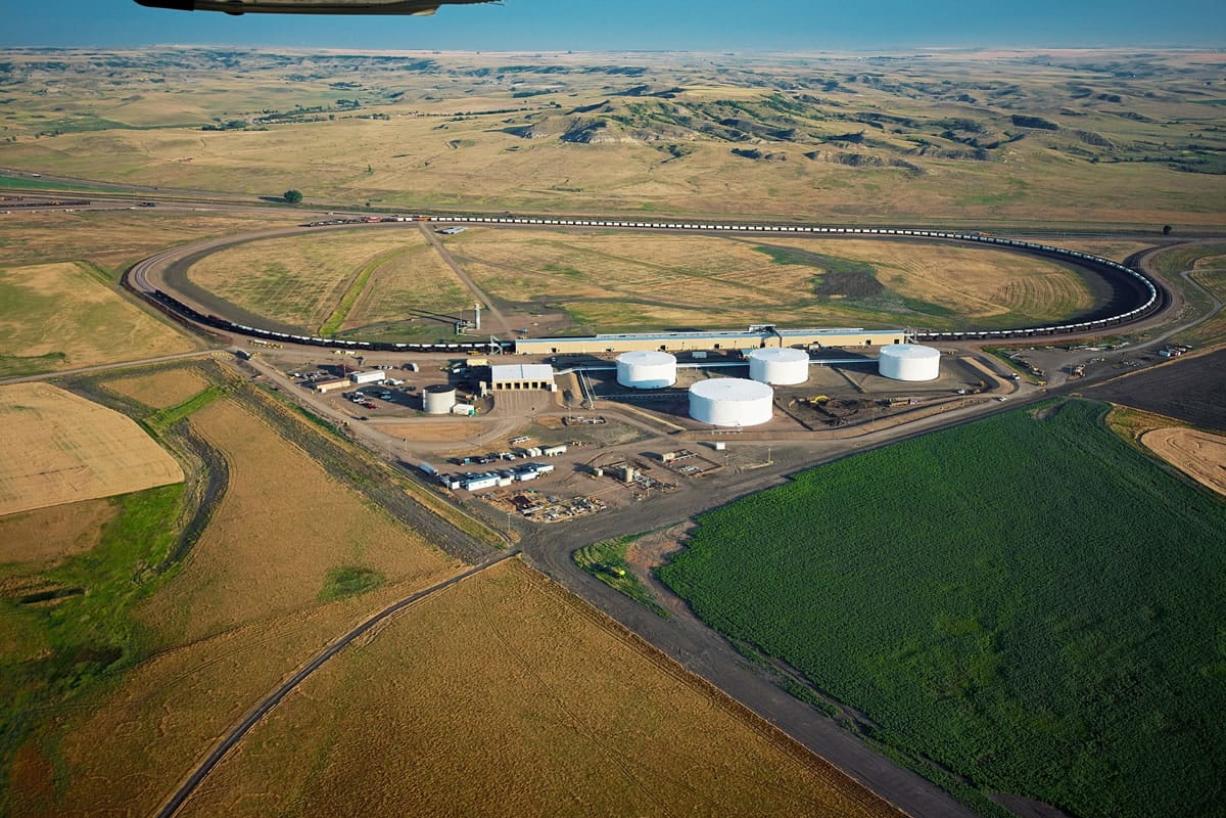 A train-loading facility operated by Savage Companies in Trenton, N.D., handles about 175,000 barrels of crude oil per day.