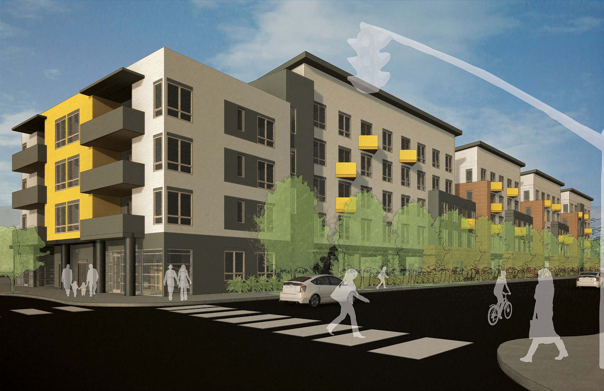 A designers' vision of 15 West Apartments, which will include 120 apartments that are targeted at people who earn up to 60 percent of the area median.