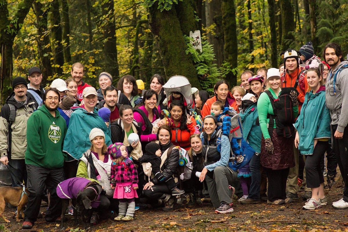 Members of the Hike It Baby Vancouver branch, a group that started last year to get parents and newborns out on hiking trails.