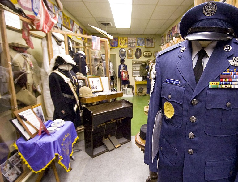 Uniforms and artifacts are part of an ongoing exhibit of items from different eras of U.S.