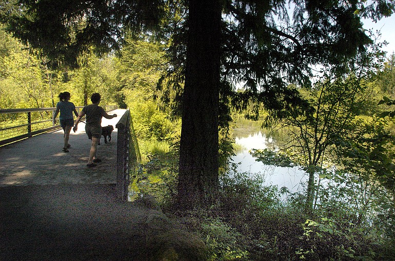 These walkers enjoyed sunny weather by exercising along the LaCamas Heritage Trail.