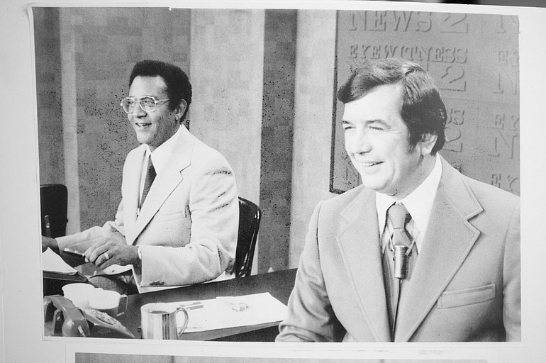 Dick Bogle, left, was Oregon's first black TV journalist. He died Thursday at the age of 79.