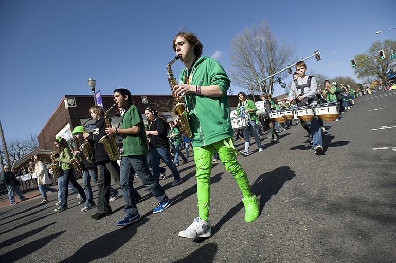 Youthful band members take to the streets at today's Paddy Hough Parade. The St.