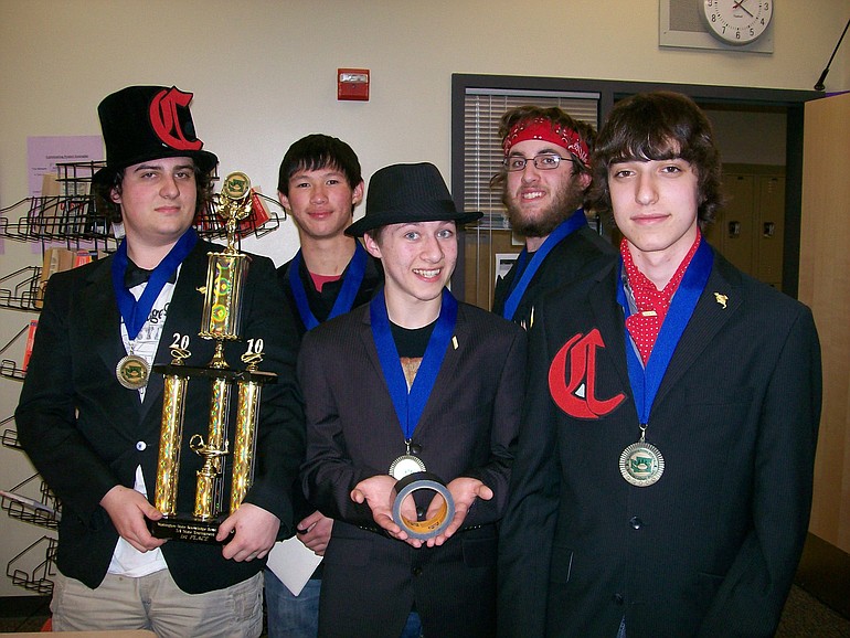 Camas: Ryan Gompertz, Chris Emmet, Chris Grote, Nicholas Lim and Alec Maier took the 3A Knowledge Bowl state championship title in March.