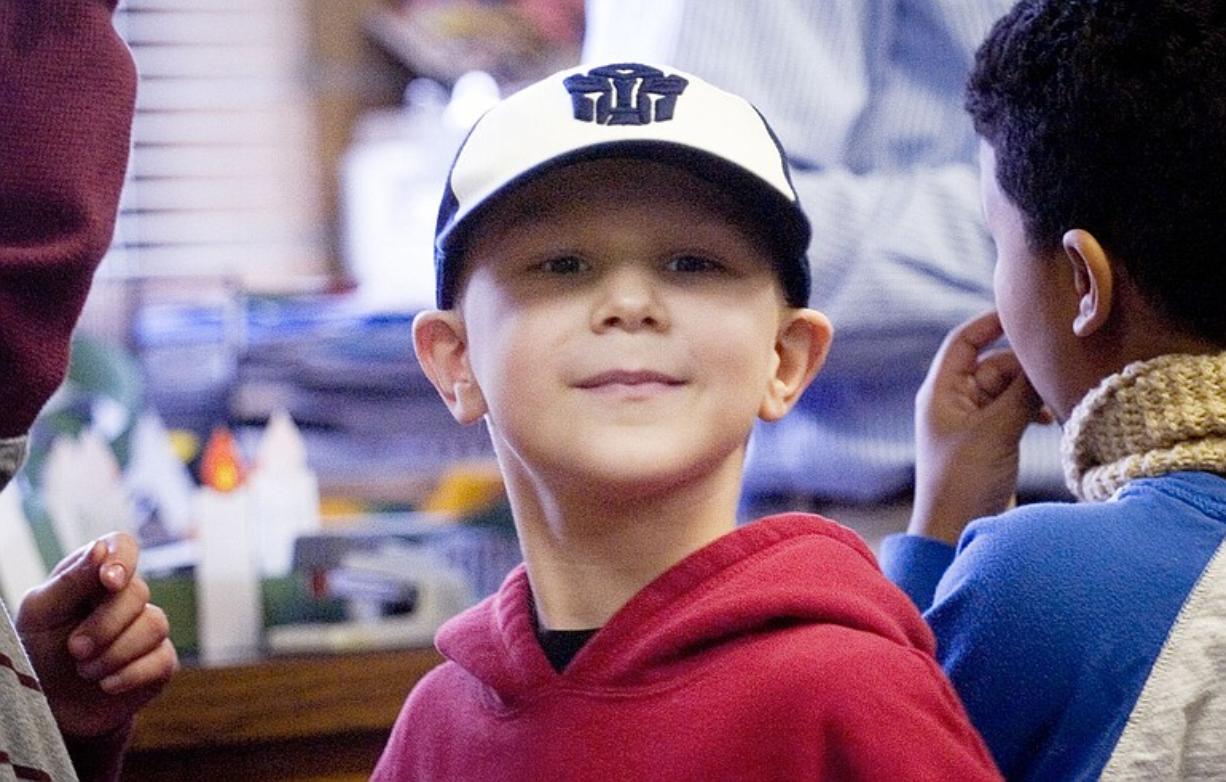 Luke Jensen 7, pays a visit to his first grade class at King's Way Christian School, Thursday, December 13, 2007.