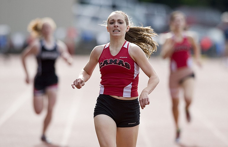 Starting from the blocks for the first time this season, Camas junior Megan Kelley won the 400 meters in a season-best 57.23 seconds.
