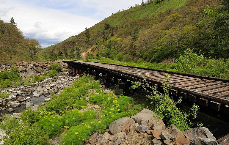 Eight former railroad trestles are scattered along the Klickitat Trail through Swale Canyon.