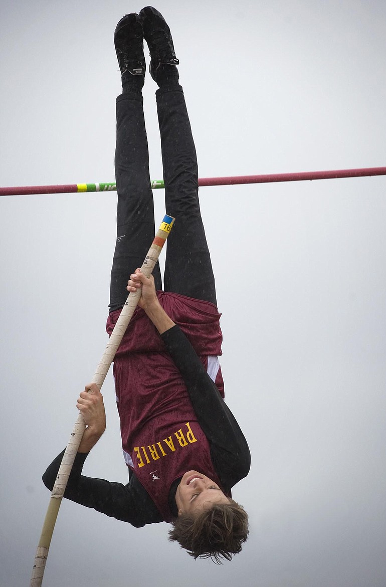 Prairie's Blake Bier clears 14 feet, 3 inches in a jump-off to win the Class 3A state title in the pole vault.