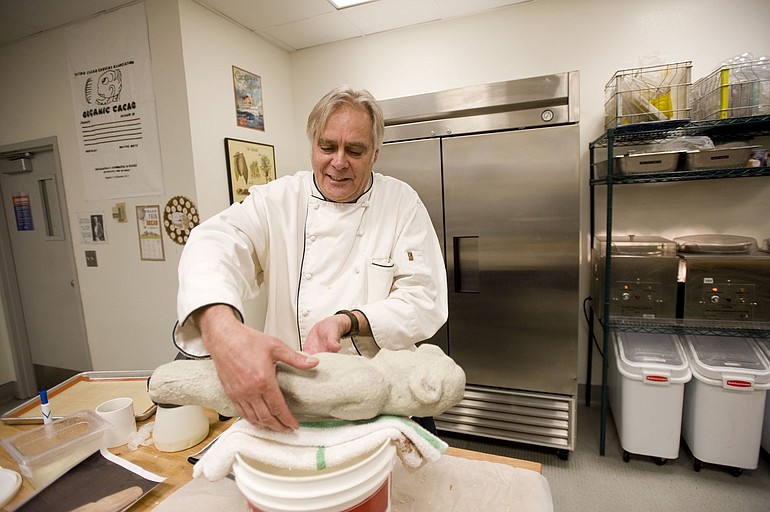 Clark College culinary professor Ian Titterton sculpted this chocolate replica of an 800-year-old stone artifact.