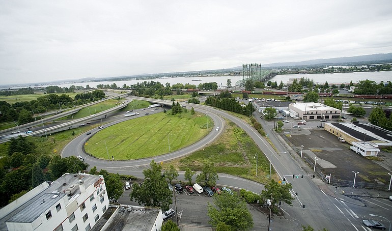 Columbia River Crossing engineers are assessing the possibility of shifting a planned park-and-ride garage from the Highway 14 cloverleaf to a spot where it could serve as a dual light rail station and general downtown parking structure.