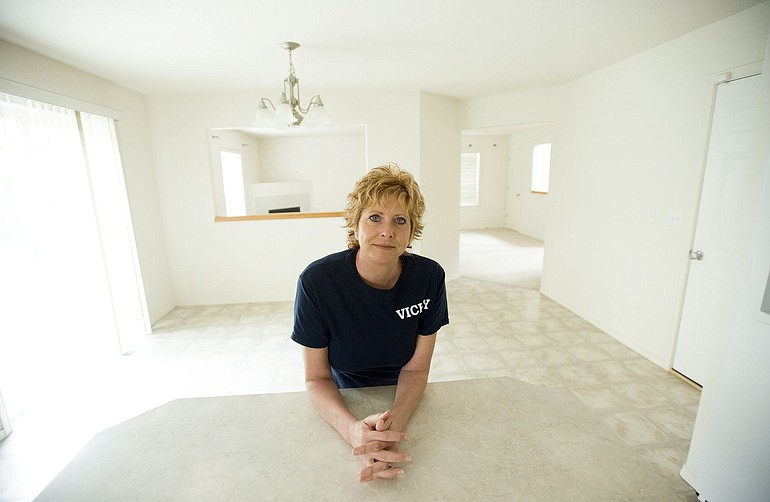 Vicky Fredrickson, owner of Property Clean Sweep, is shown in a rental property she recently cleaned and re-painted.